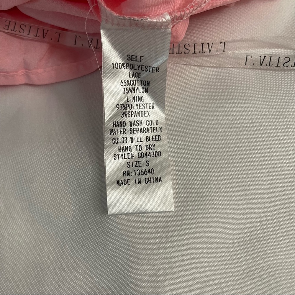 Pink V-neckline lace ruffle crisscross back cutout long sleeve mini dress - Picture 10 of 10